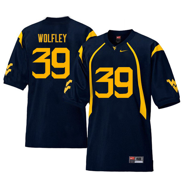 NCAA Men's Maverick Wolfley West Virginia Mountaineers Navy #39 Nike Stitched Football College Retro Authentic Jersey NE23X54NB